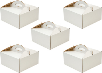 5 x Karton na tort ciasto z rączką białe opakowanie 26 x 26 x 12