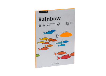 Papier kolorowy A4 Rainbow 100 kartek - pomarańczowy 80 g/m²