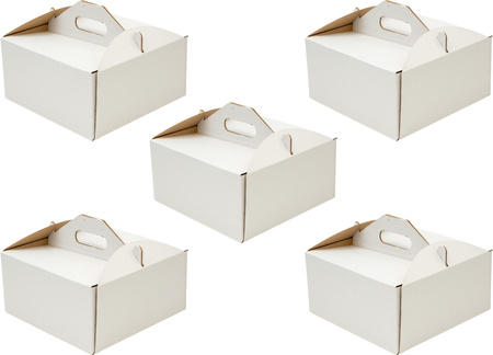 5 x Karton na tort ciasto z rączką białe opakowanie 26 x 26 x 12