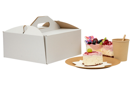 5 x Karton na tort ciasto z rączką białe opakowanie 26 x 26 x 12
